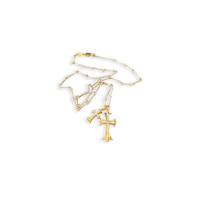 CHROME HEARTS DOUBLE CROSS PENDANT NECKLACE 326722